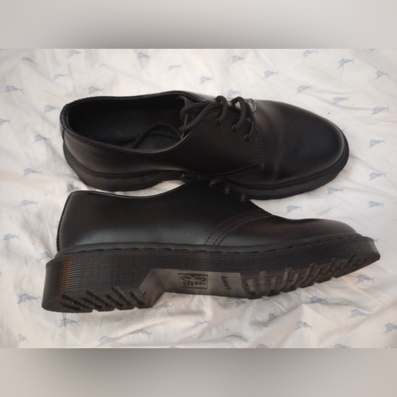 Dr Martens 14345 Sort Sko Black Leather Oxford Lace Loafer Shoes Grunge NWOT main image 5